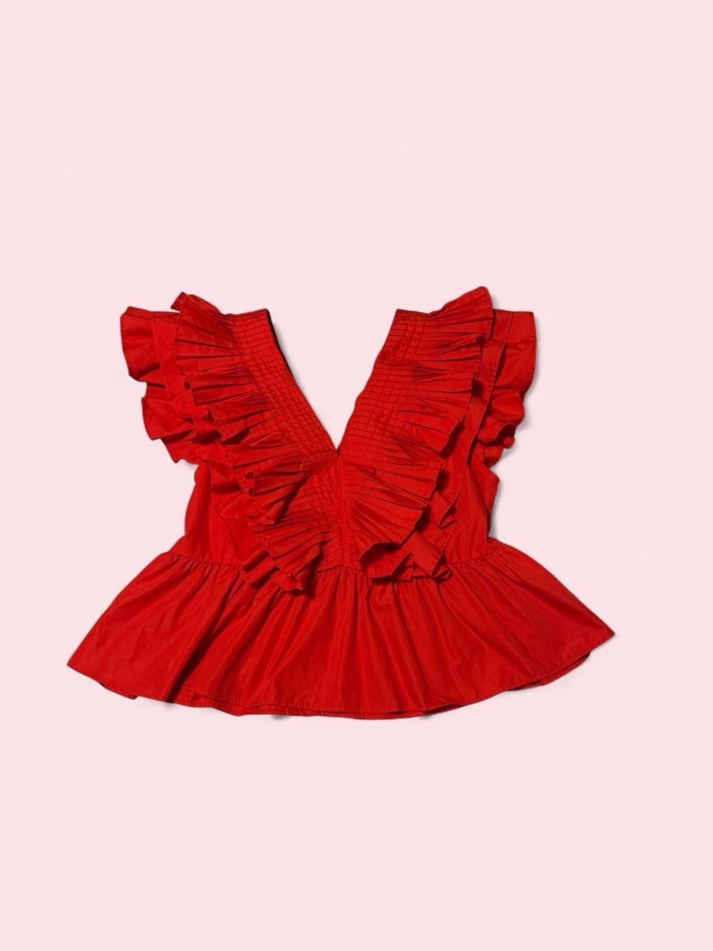 entro Bright Red Ruffle Peplum Top